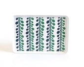 Melamine Serving Tray with Modern Orchid Print - Blue Green