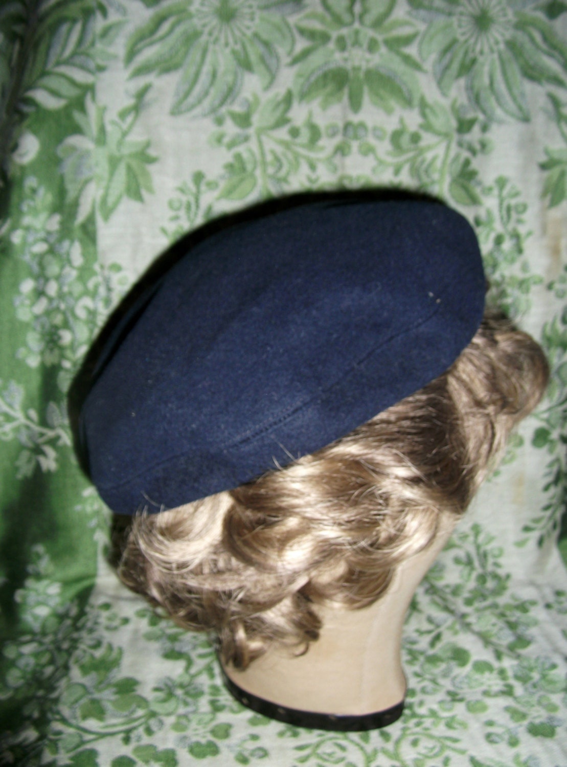 Vintage Ladies Navy Blue Beret by Janet Meisnir Circa 1950s...Bohemian Retro Only 7 USD