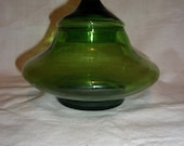 Vintage Green Glass Apothecary Jar with Knob Top Lid Only 8 USD