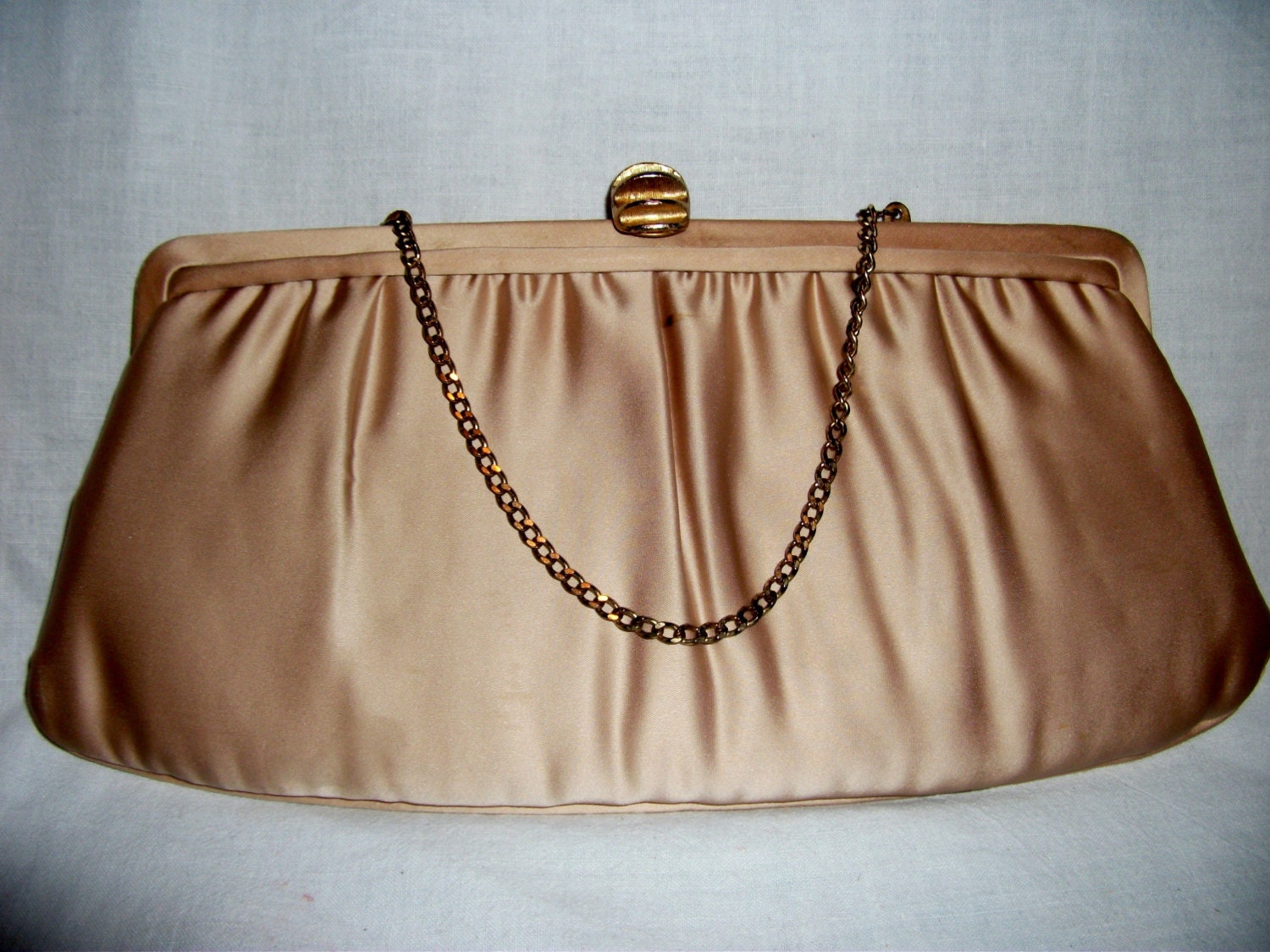Vintage Ladies L & M After Five Satin Clutch Purse with Hang Chain Only 8 USD