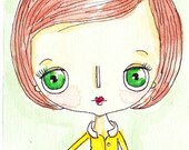 Original ACEO painting, Cute Girl
