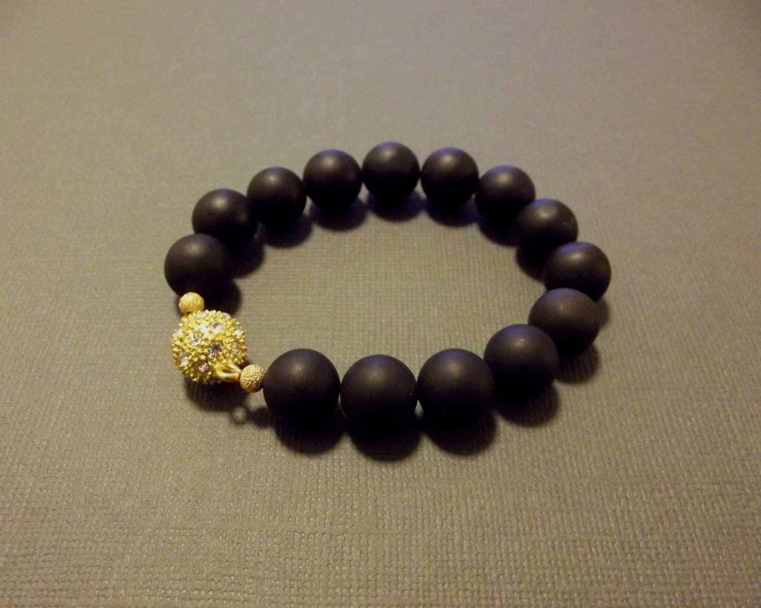 Matte Onyx and Crystal Bracelet