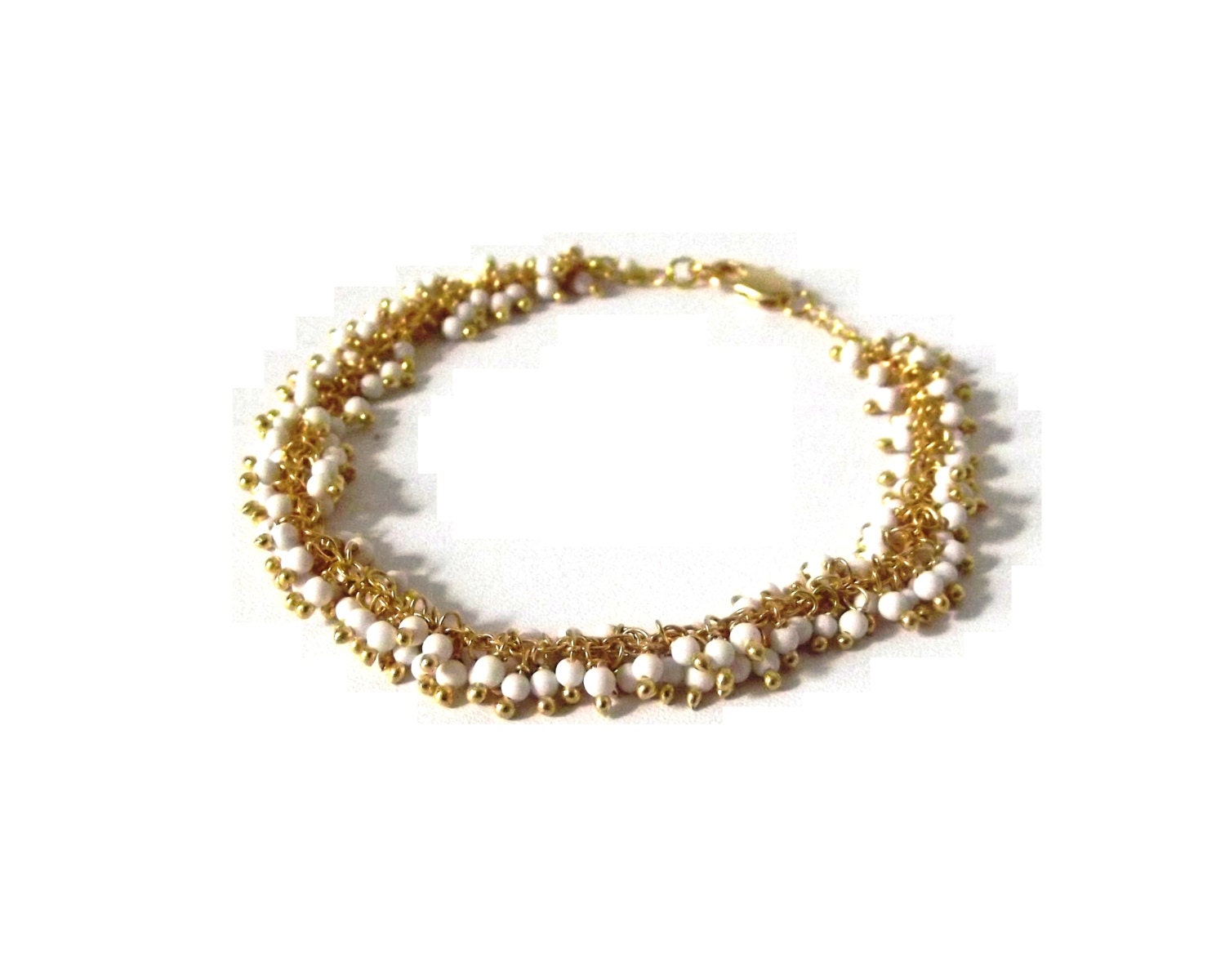 White Beaded Chain Bracelet
