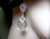 Crystal earrings - large - 22mm  - Sterling Silver - Cubic Zirconia posts - Swarovski - Bridal jewelry - Bridesmaids - Formal- gift -