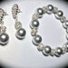 Pearl Bracelet and earrings set - Platinum/Gray - Fireballs- Rhinestone Bracelet - Bridal Jewelry - bridesmaids- Gift -