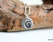 Fine silver wave charm necklace sterling silver ball chain everyday jewelry