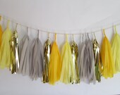Silver Sunshine Tassel Garland (yellow and grey)