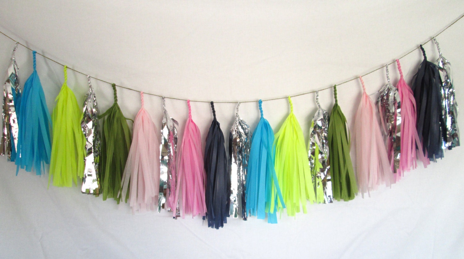 Navy and Neon Multicolor Tassel Garland