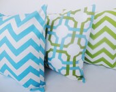Green Zig Zag Chevron Pillow Cover - 18" x 18"