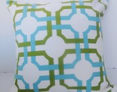 Waverly Groovy Grille Green and Blue Pillow Cover - 18" x 18"