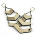Three Tier Chevron Earrings - Make a Statement, Large Etched Wood Earrings (0020)