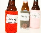 Beer Koozie Bottle Can Koozie gray funny crochet handmade cozy cover cozy cover cover
