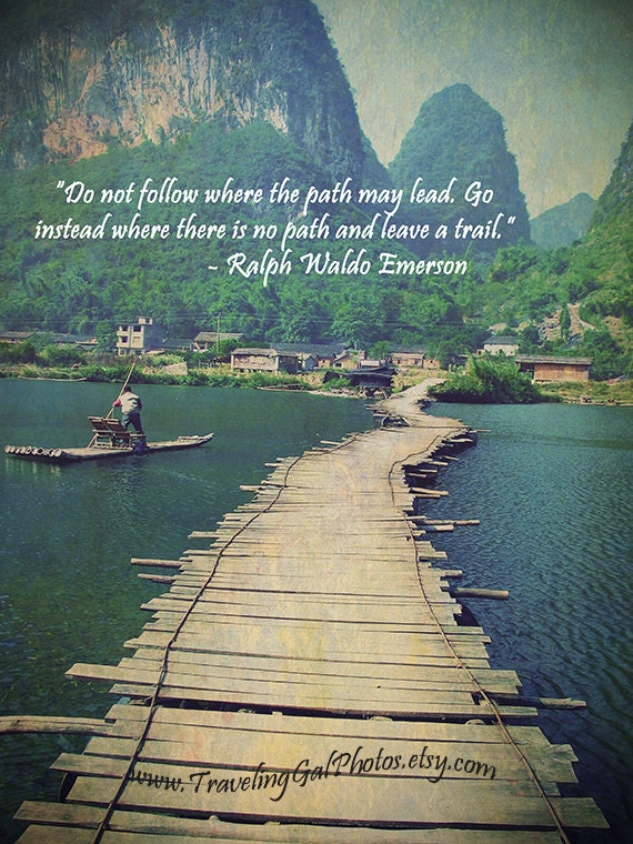 Inspirational art print quotes travel photography green blue water mountains China home decor gift 8x10 fine art photo