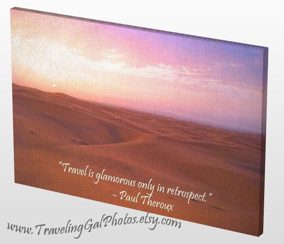 Canvas Gallery Wrap 16x20 inspirational art print quotes travel photography soft pink purple sunrise sunset Morocco desert home decor gift