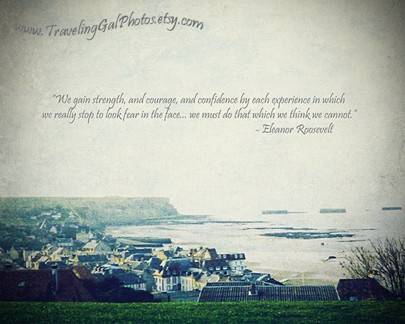 Inspirational art print quotes travel photography grey blue green ocean Normandy beach home decor gift 8x10 fine art photo