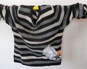 Sailing in Cashmere Striped, Appliqued Sweater (ladies small, ooak)