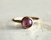 Frosty pink rose cut sapphire ring.  Engagement ring. 18k. Alex.