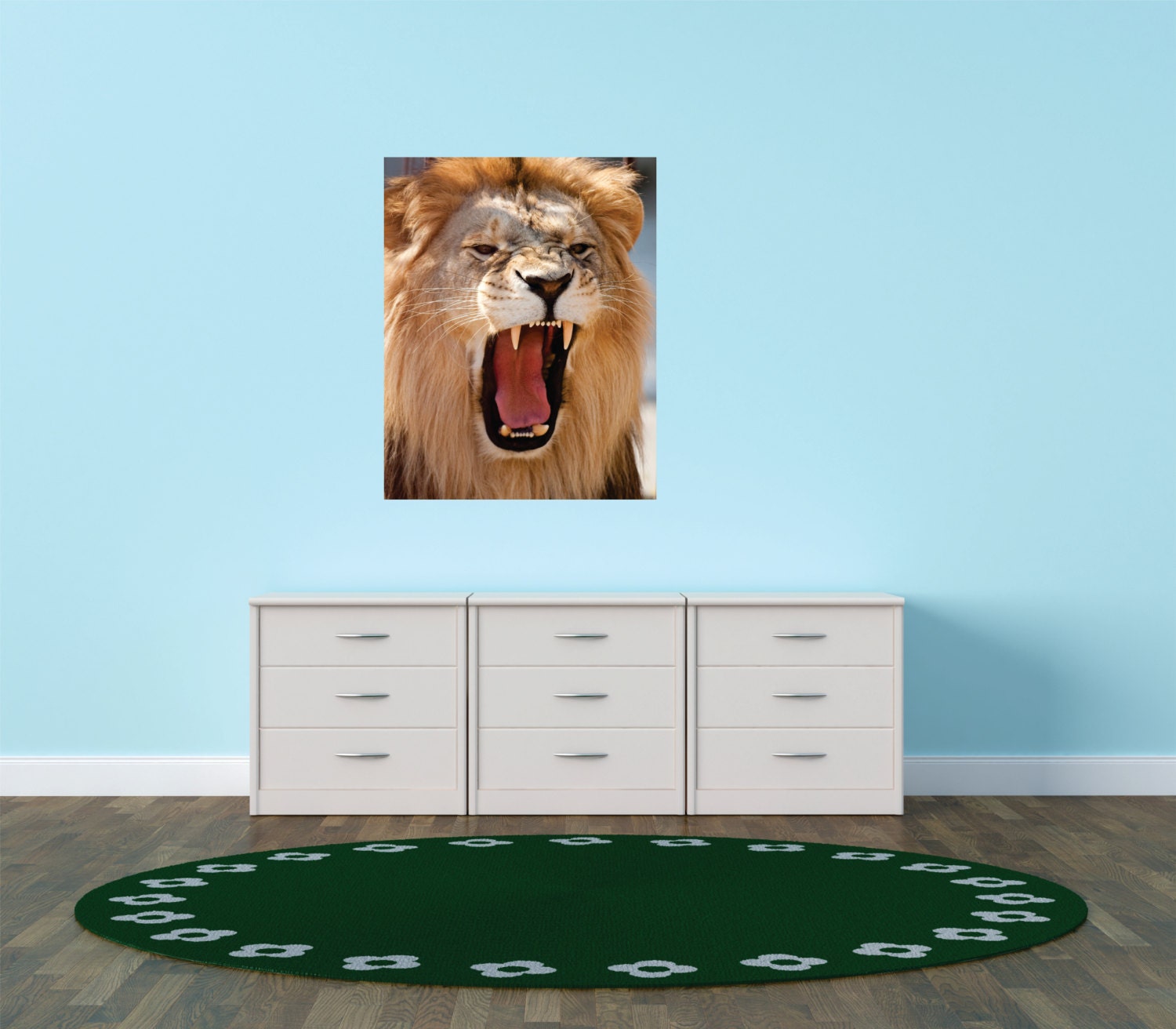 Fierce Lion Head Angry Zoo Animal Peel & Stick Sticker Vinyl Wall Decal Picture Art Graphic Design Home Decor Bedroom 32x40 Color175