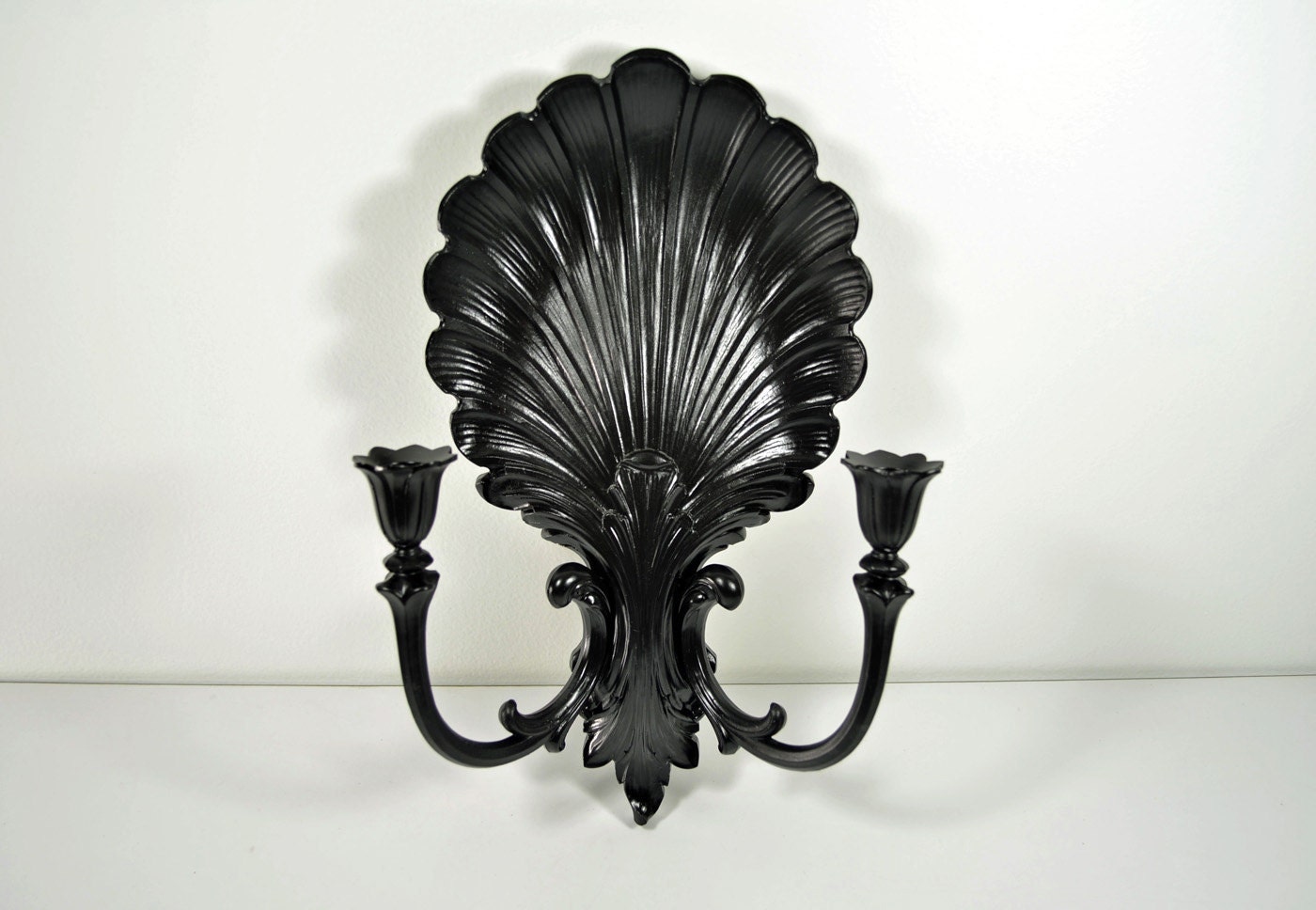 Vintage Ornate Wall Sconce Candelabra Candle Holder black