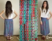 Vintage Handwoven Suede & Wool 80s Skirt with Pockets