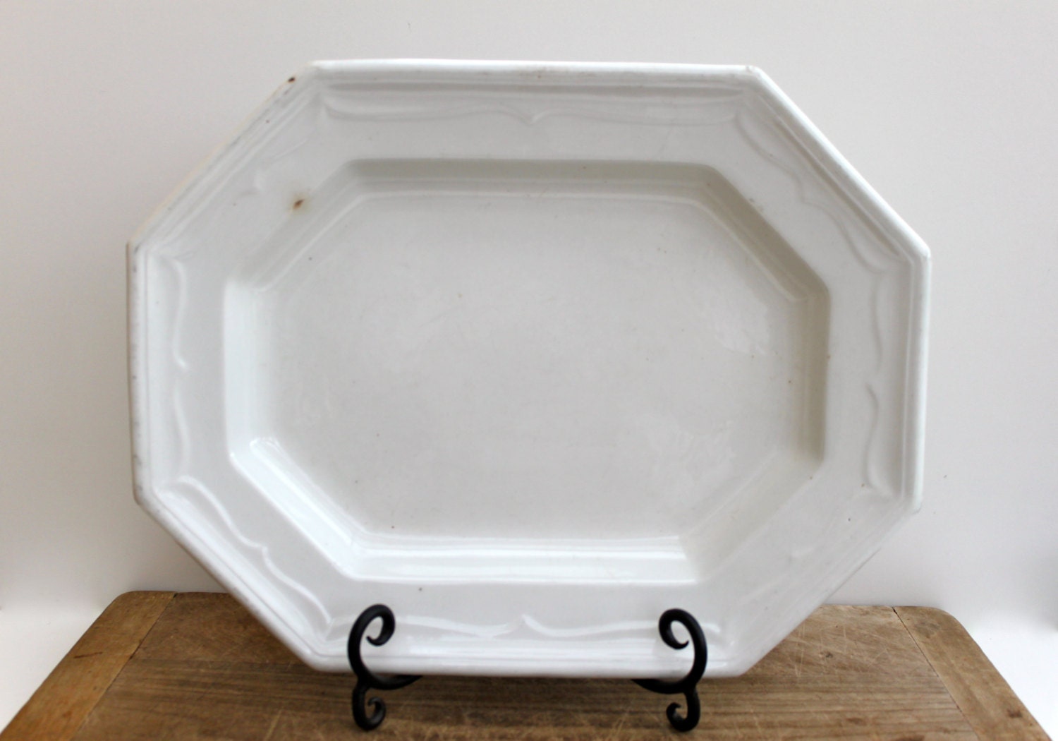 Antique white ironstone platter