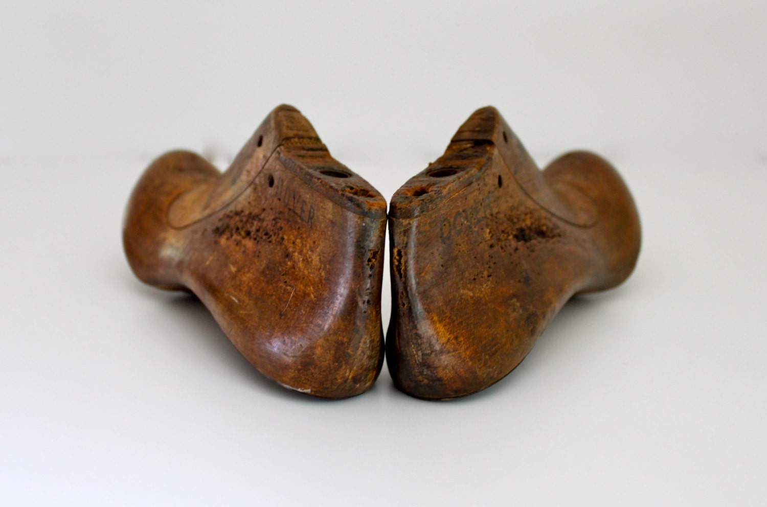 Pair of wooden shoe form