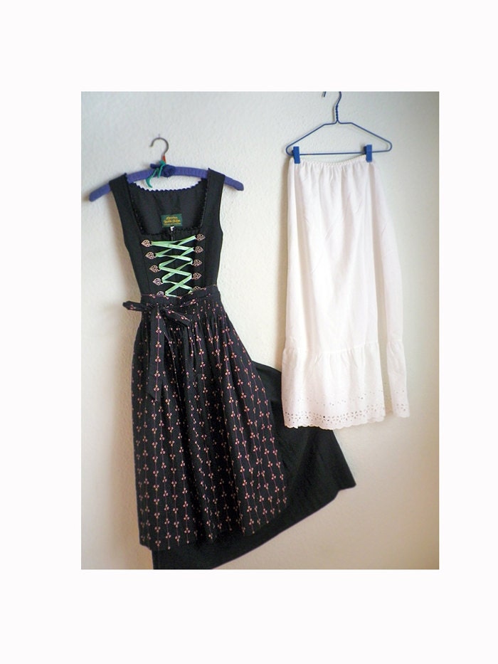 XXS DIRNDL ''black swan'', MAXI dress, historic, German dirndl, folk