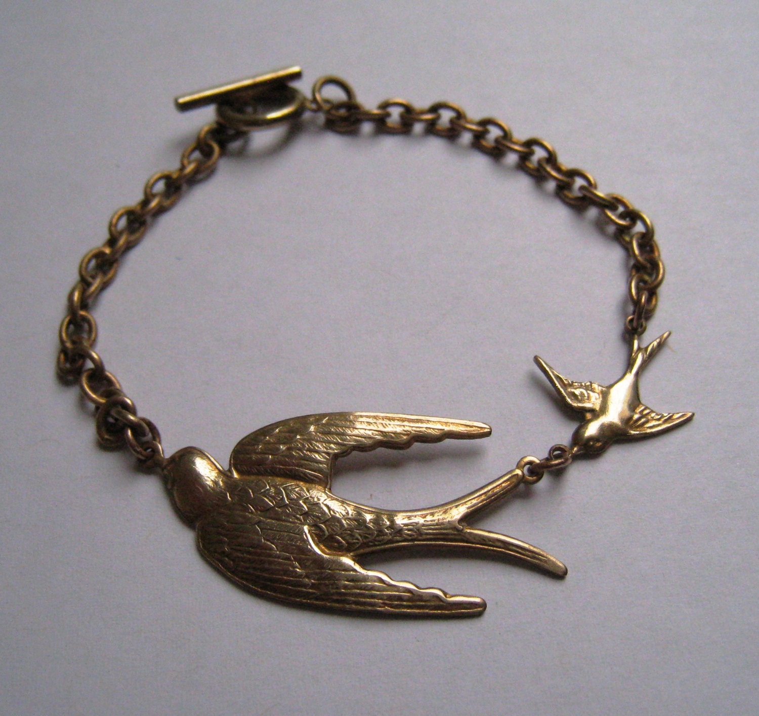 Swallows Flying Chain Bracelet Gold Tone UK