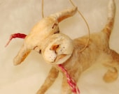 Spun cotton dog ornament primitive vintage craft OOAK by jejeMae