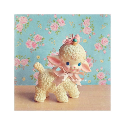 Tea with little Mr. Snowy, 5x5" , Photograph Print