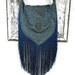 Bohemian Gypsy Bag Purse Blue Cut Velvet Fringe