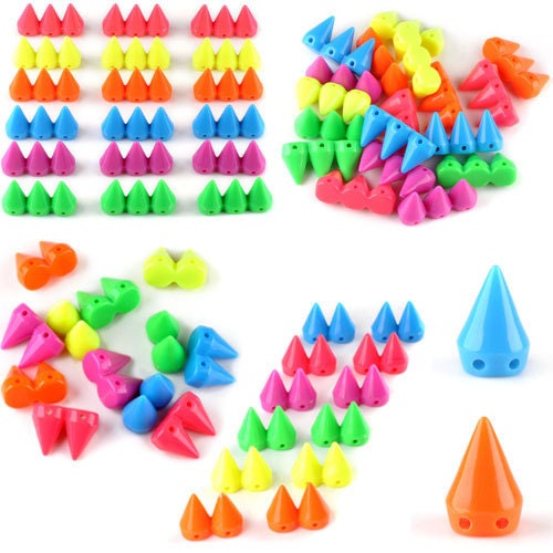 Buyer Choice - Rainbow Neon mixed Point Rock Punk Stud Spike Rivet Beads Fit Making Fashion Bracelet Jewelry supply diy wedding ring