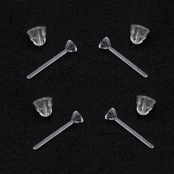 50set Hypoallergenic Clear Silicone Stud Earring Posts and Backings - Quality Earring Hook Ear Wire jewelry design making findings