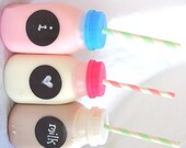 24SCHoolHouse MilK BottLeS---set of 24 with chalkboard labels and hole punched lids--choice of lid color--farm parties--birthday parties Il_170x135