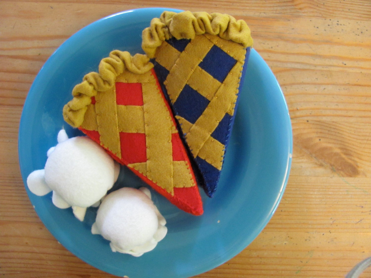 Blueberry Cherry Pie Slice A La Mode, 100% wool, All Natural, Waldorf