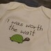 newborn cute bodysuit / onesie - i was worth the wait slogan - green gender neutral turtle