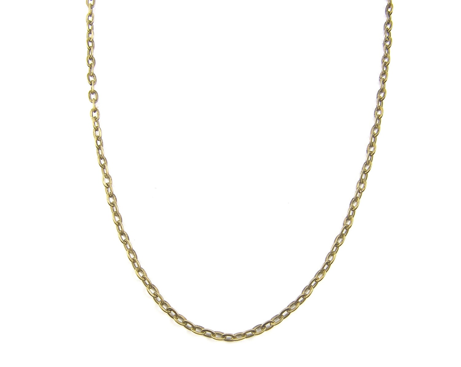 24 Inch Brass Chain Necklace Medium Link Antique Brass Plated Oval Chain