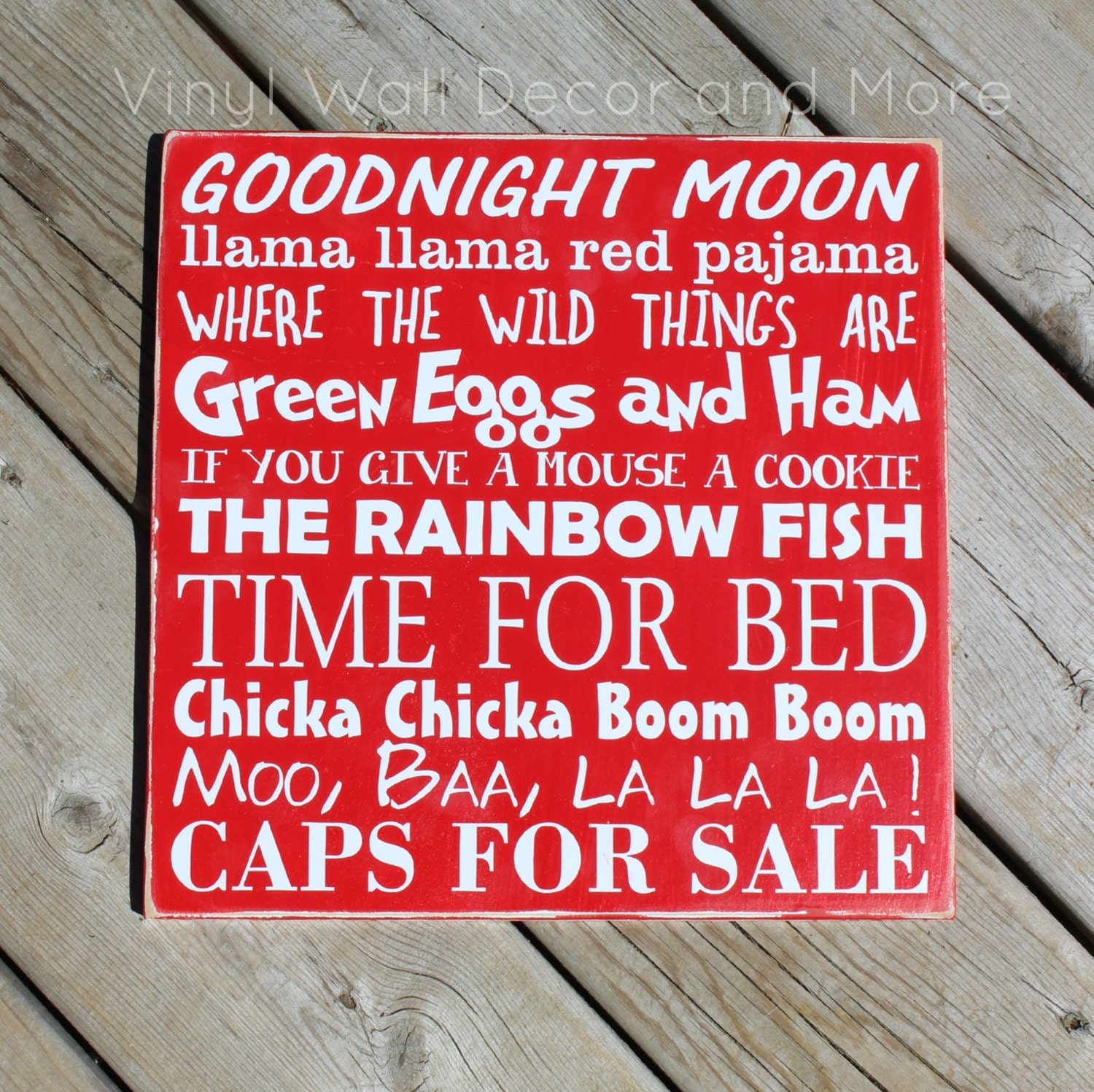 Children's Book Titles sign- RED and WHITE/MINT