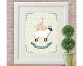 Sheep Pig Hen Print - "The Simple Life for Me" Farm Animals Poster