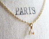 Wishbone Necklace Gold Chain Simple Everyday Casual Modern Jewelry Chic Small Wish Bone Pendant Charm Necklace 18k Gold Plated