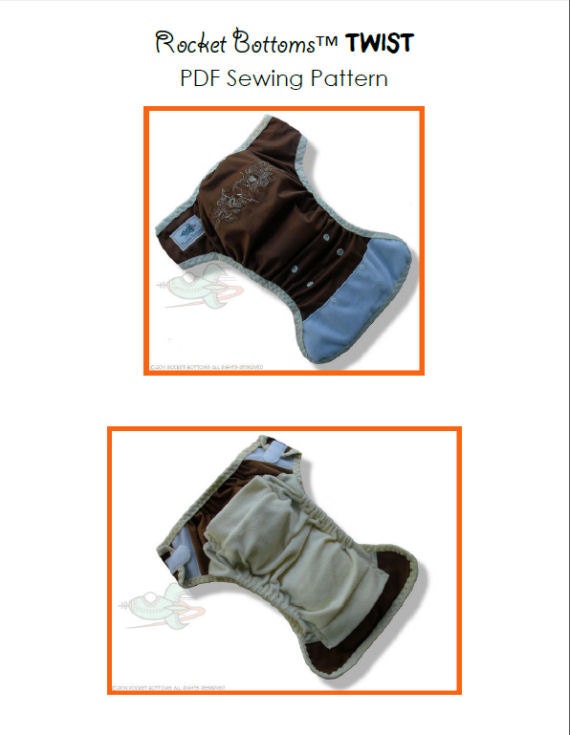PDF Cloth Diaper Sewing Pattern - Rocket Bottoms TWIST Sized  nb, sm, med, & lrg