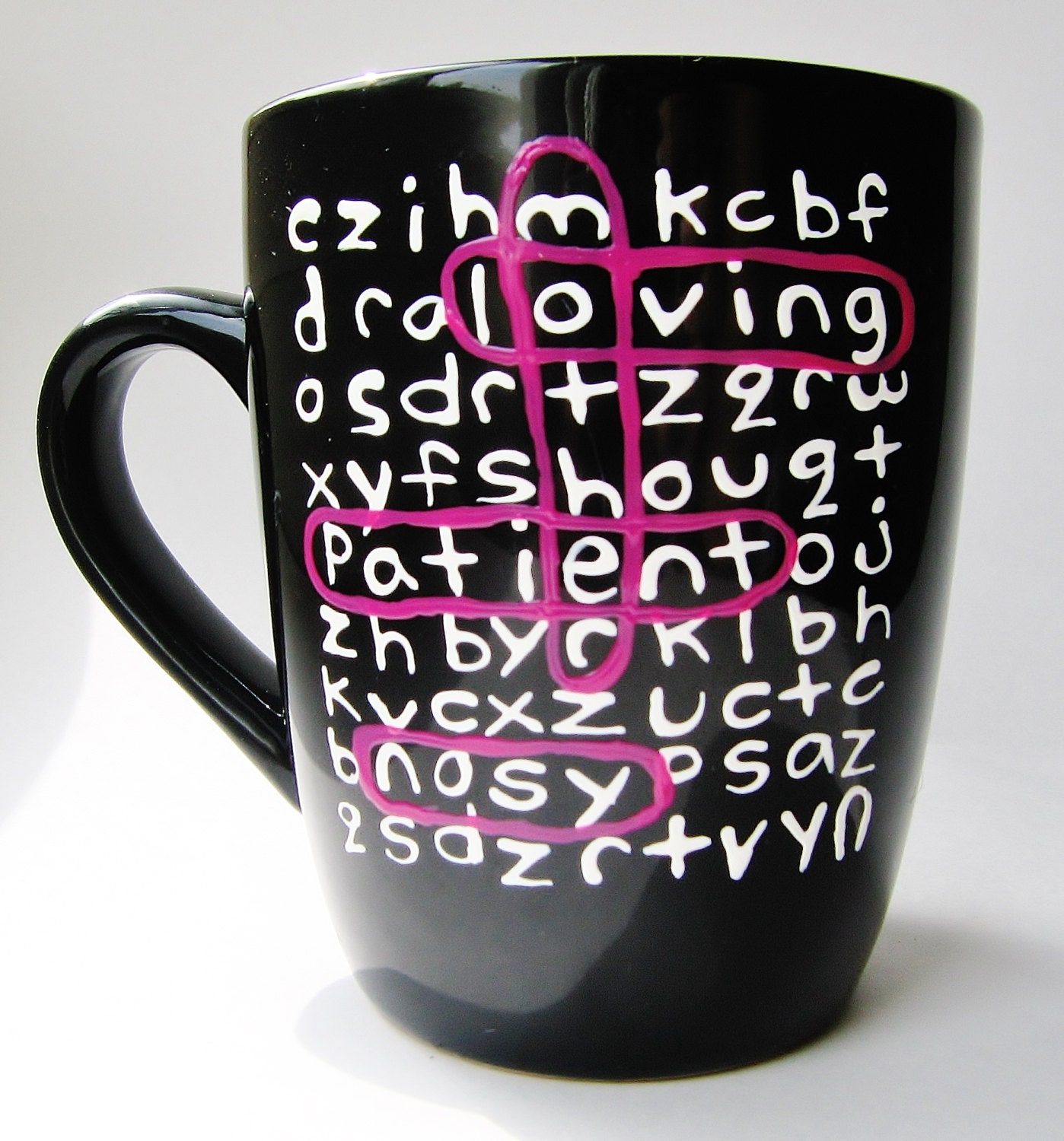 Father's Day Personalized Word Search Ceramic Mug MMMug Black and Dark Purple