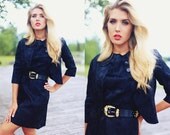 1950s Black Brocade Peter Pan Collar Dress