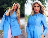 1960s Blue Bow Mod Shift Dress with Jacket