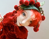 Art doll -  OOAK - Sweet cherry - Paper clay -  Handmade doll