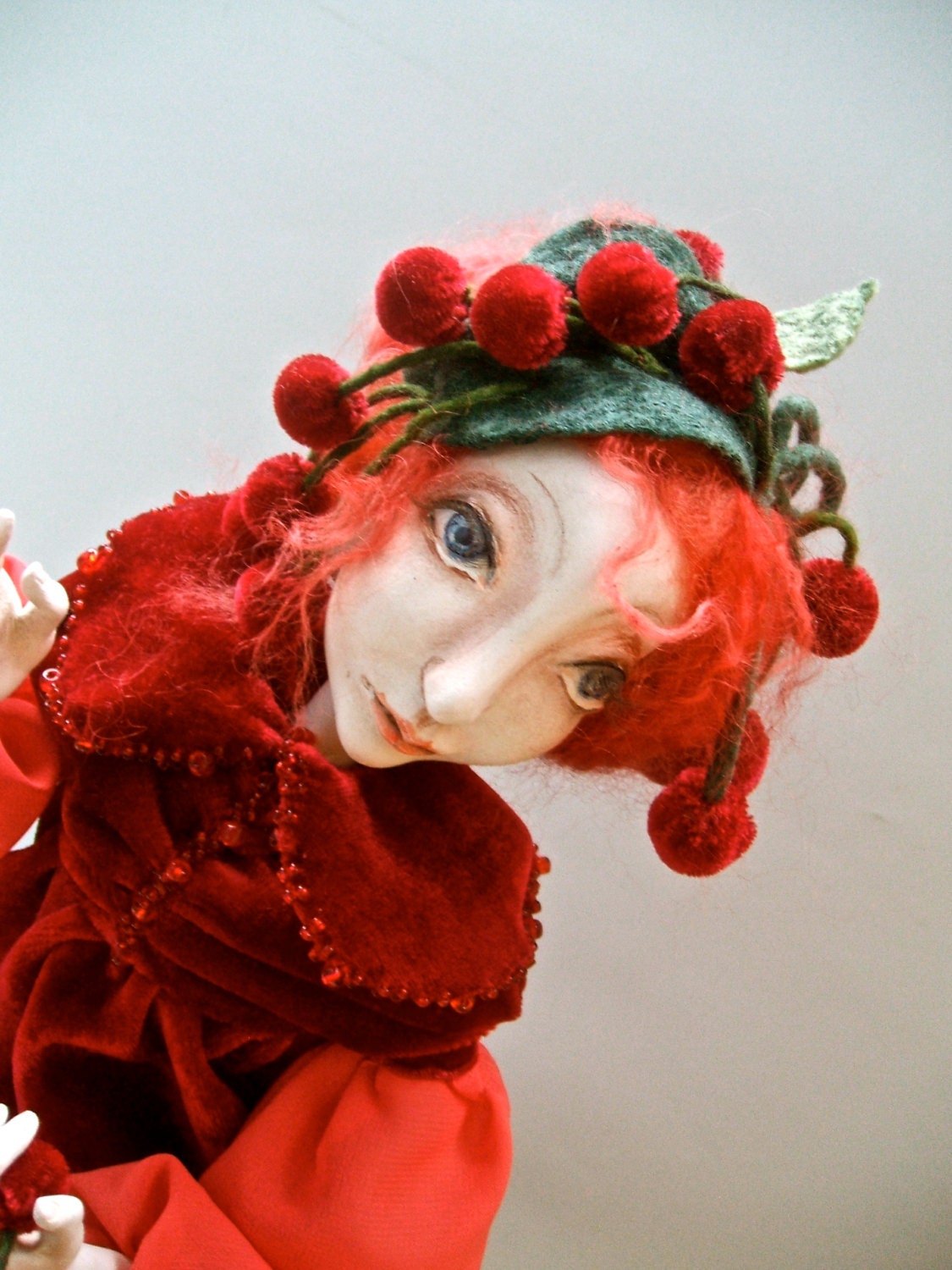 Art doll -  OOAK - Sweet cherry - Paper clay -  Handmade doll