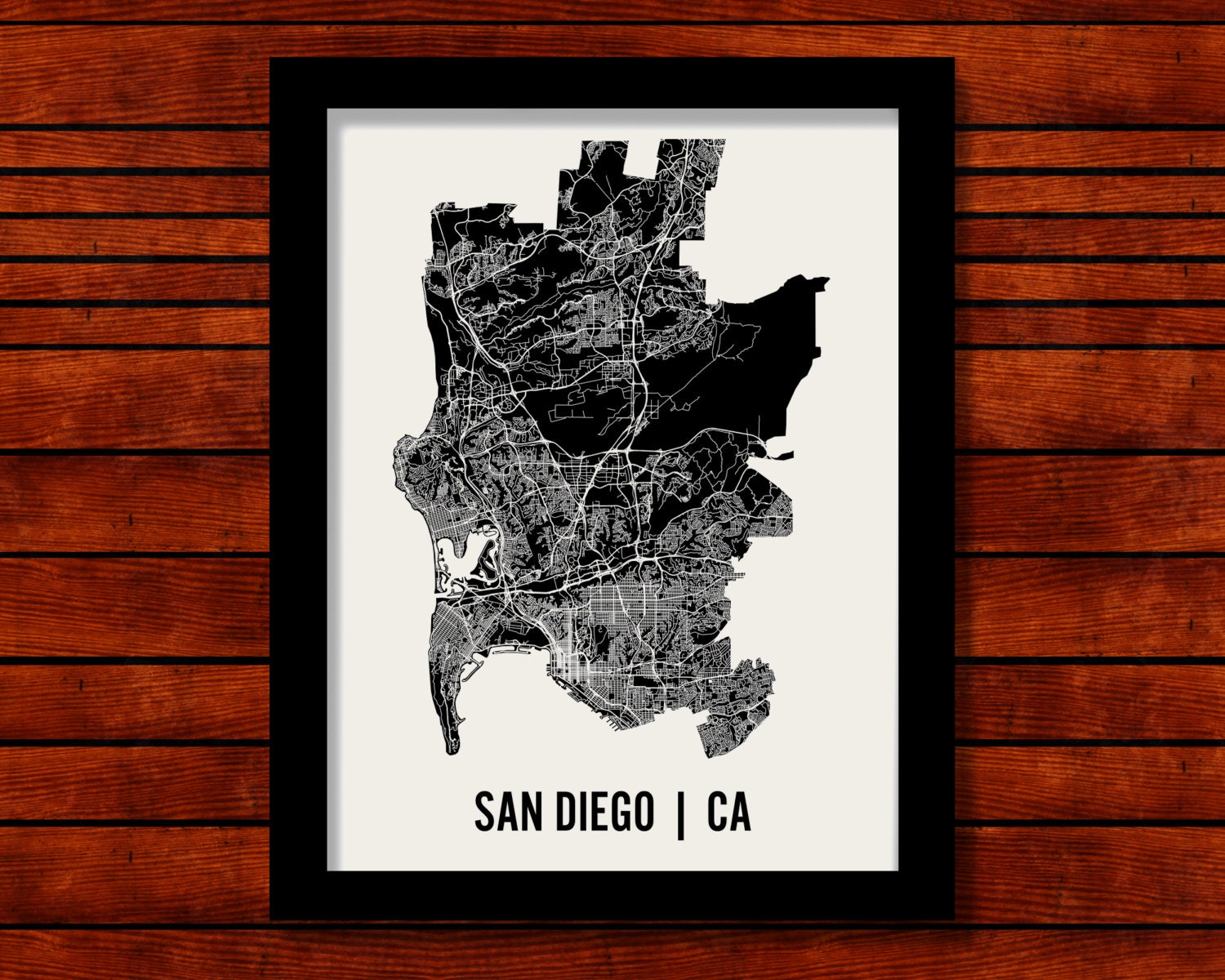 San Diego Map Art City Print, 18 x 24