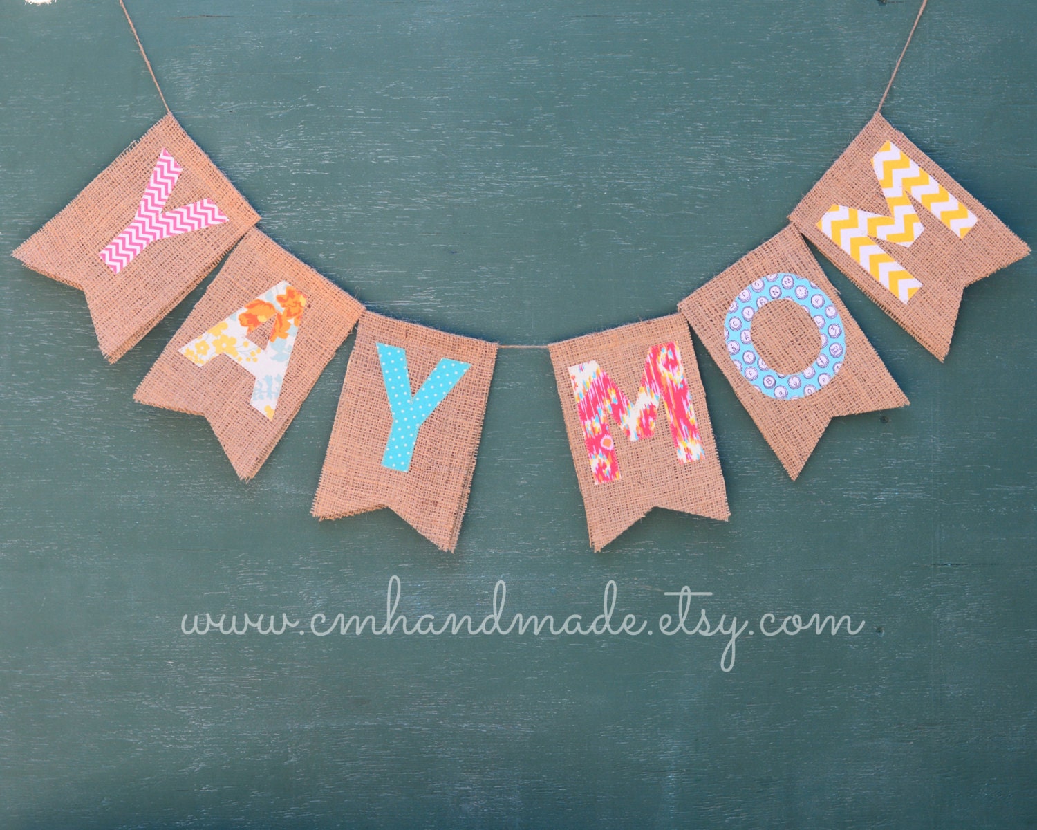 YAY MOM burlap banner