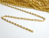 Flat cable chain shiny gold 4x3mm links 5 Feet MB0036