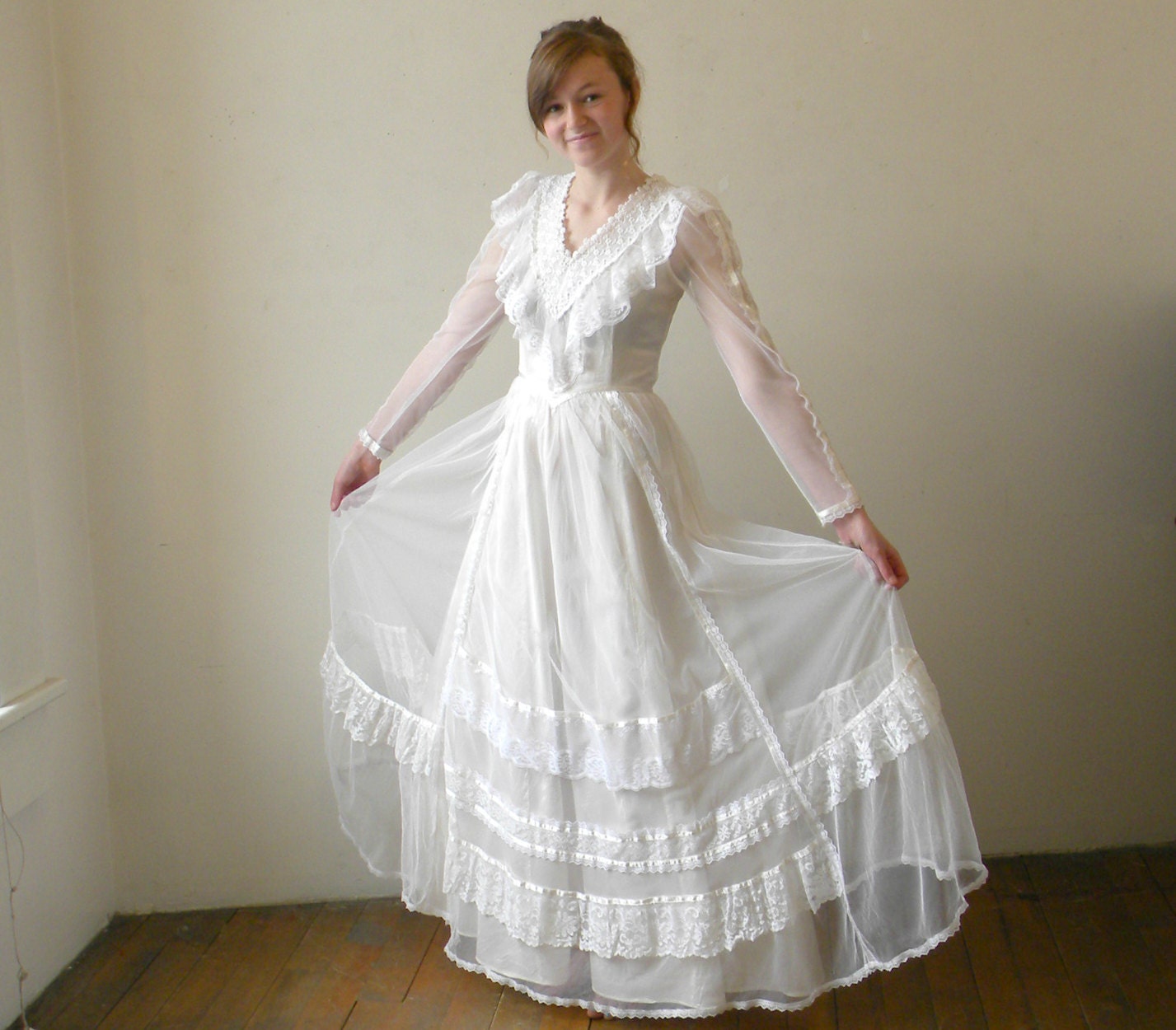 Vintage Gunne Sax Wedding Dress / Bridal Gown / Jessica McClintock / Medium 70s